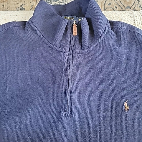 Polo Ralph Lauren 1/4 Quarter Zip Long Sleeves Men Size 2X Big Navy Blue - Picture 6 of 10